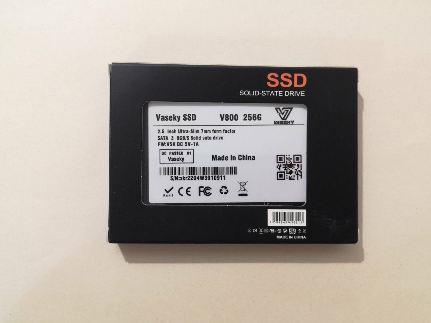 SSD накопитель Vaseky V800, 256 Гб