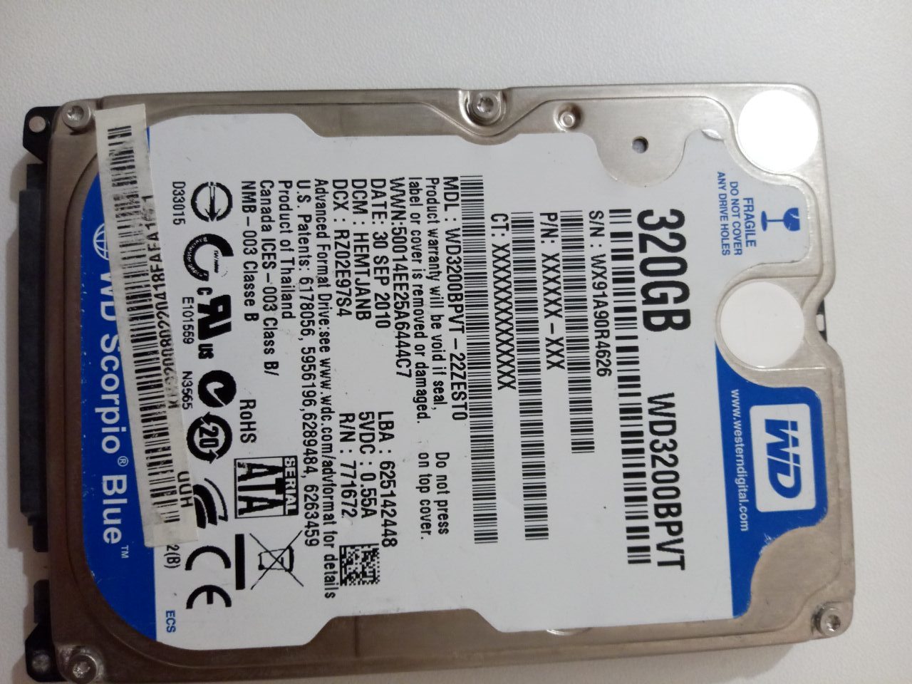Жесткий диск Western Digital WD Scorpio Blue 320 GB (WD3200BPVT) Жесткий диск Western Digital WD Scorpio Blue 320 GB (WD3200BPVT)